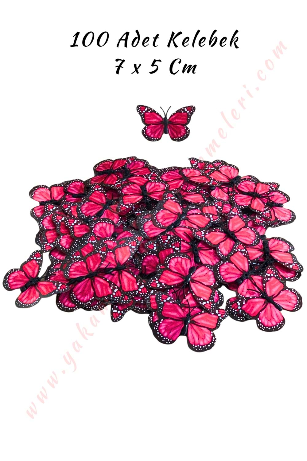 Dekor Kelebek 100 Adet Buket Teraryum Süsleme Malzemesi 7*5 Cm - Ebruli