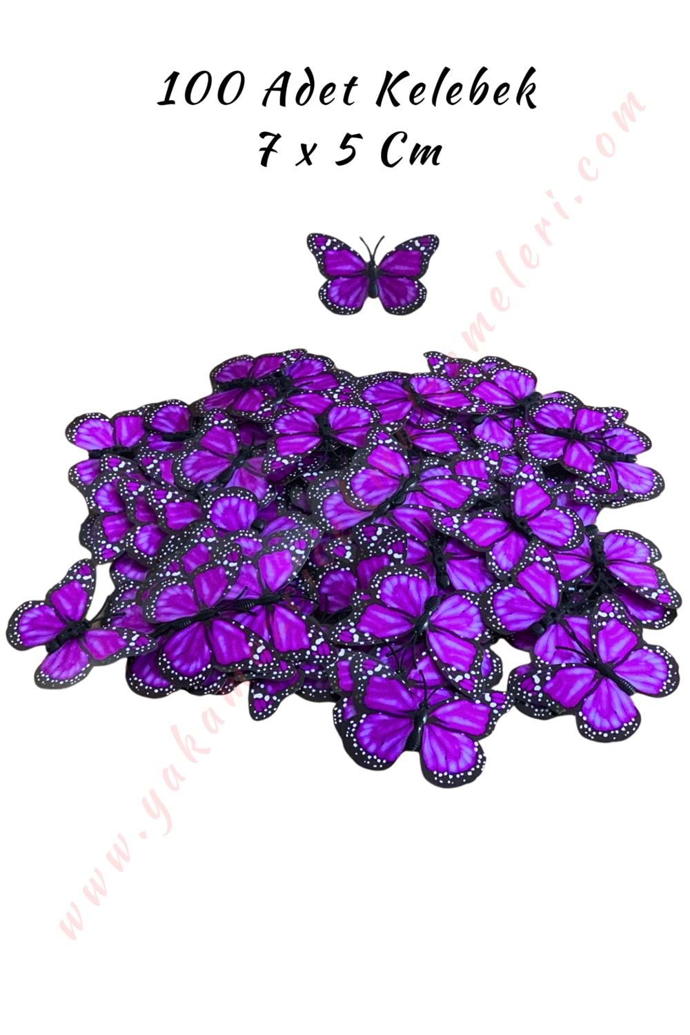 Dekor Kelebek 100 Adet Buket Teraryum Süsleme Malzemesi 7*5 Cm - Mor