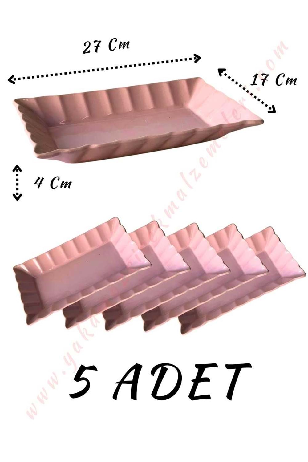 Dikdörtgen Seramik Aranjman Altlığı Tabak 5 Adet