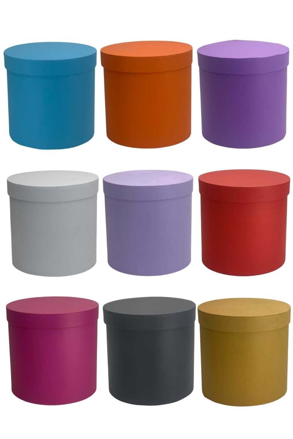 2 li Silindir Kutu Ciltbezli Çiçek Çikolata Hediye Kutusu ÇAP 20 - Kutu Modelleri - Silindir Kutular - Pembe - ÇAP 20 CM