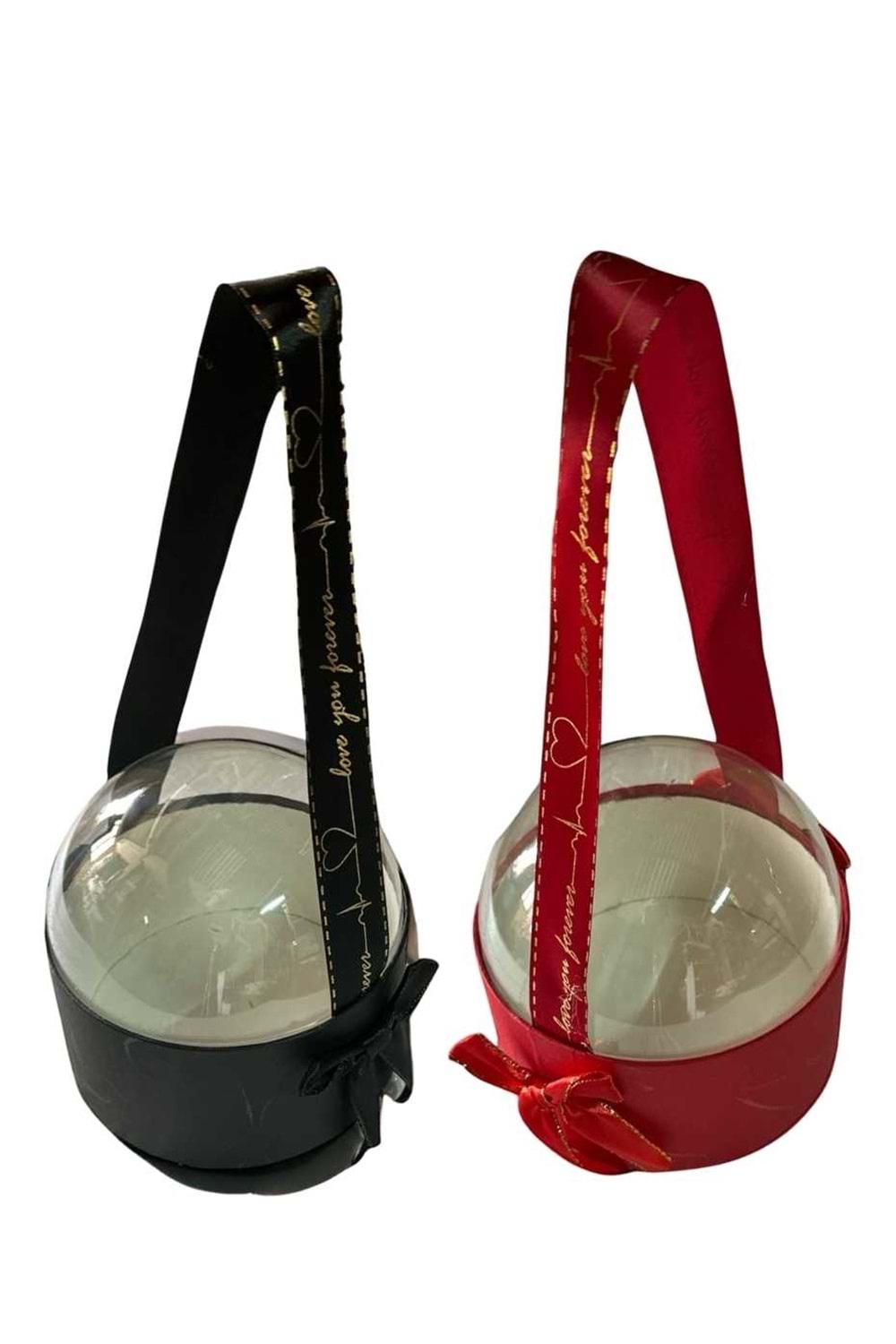 Şeffaf Kubbe Kapaklı Çiçek Hediye Kutusu YK-55-6 ADET - Kutu Modelleri - Vitrin Kutu - Siyah - STANDART