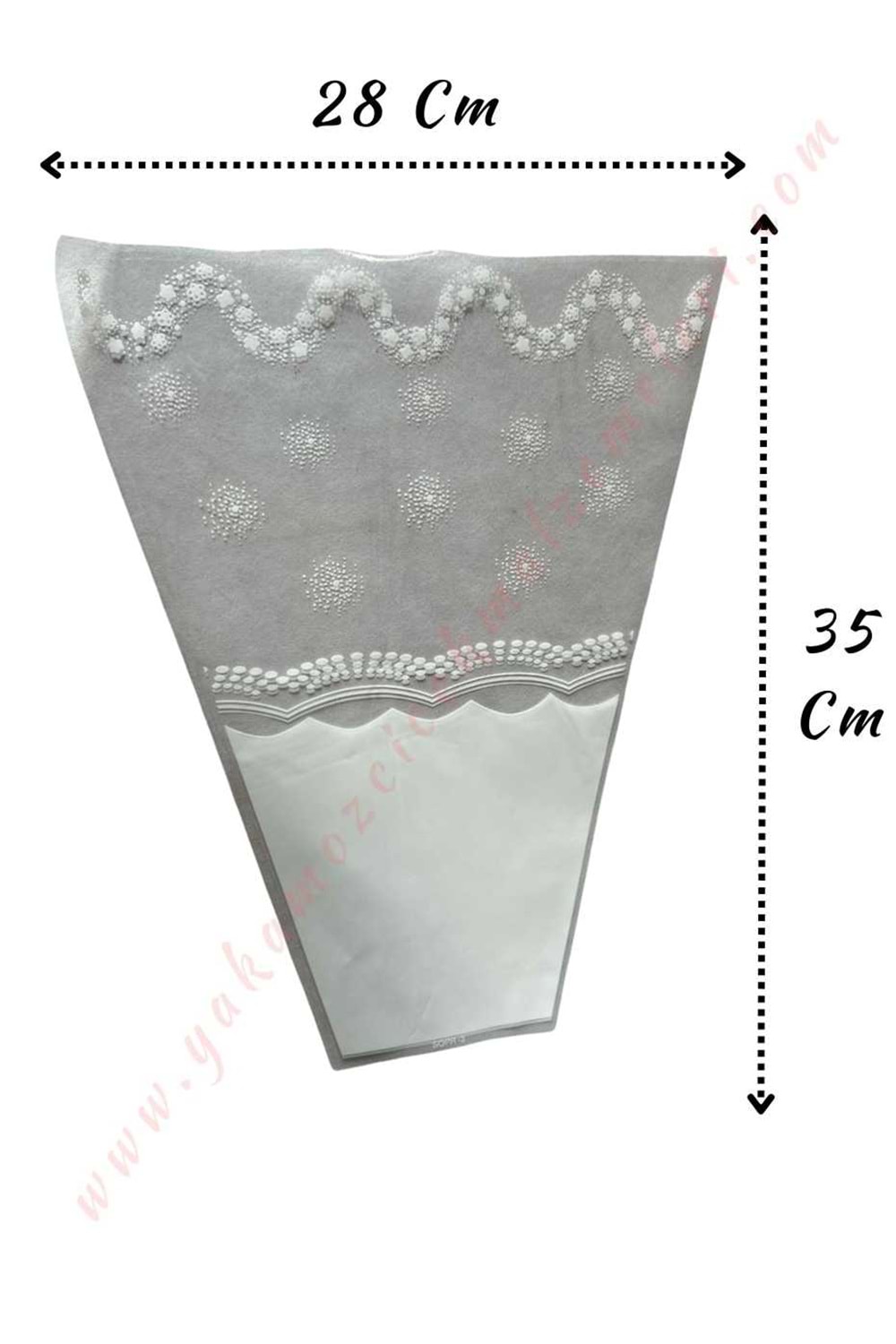Çiçek - Buket Paketleme Poşeti Desenli Beyaz 100 Adet 28*35 Cm YK-309