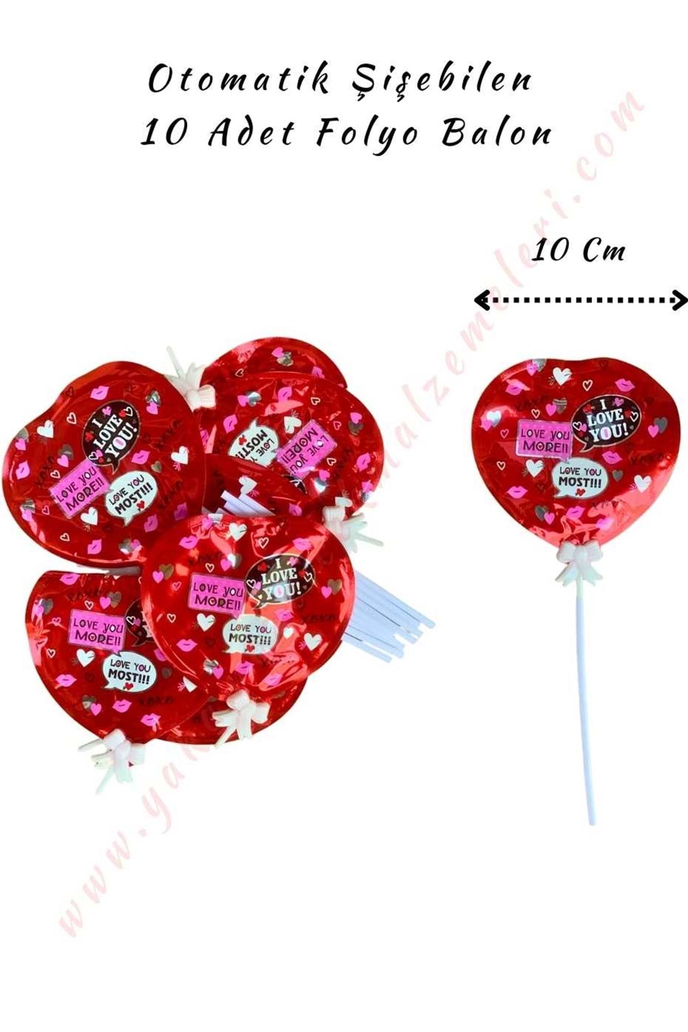 Kendi Kendine Şişen Folyo Balon 10 Adet YK-338 - Pembe-Siyah