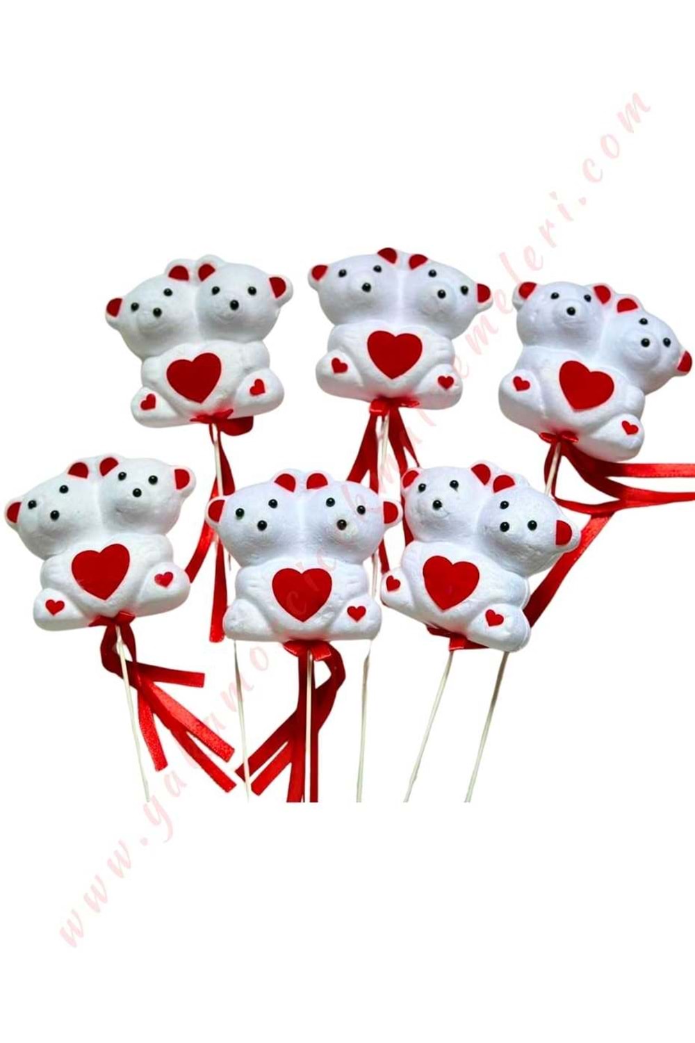 Çubuklu Strafor Çift Ayıcık Orta Boy 6 lı Paket Boy 7 Cm YK-356