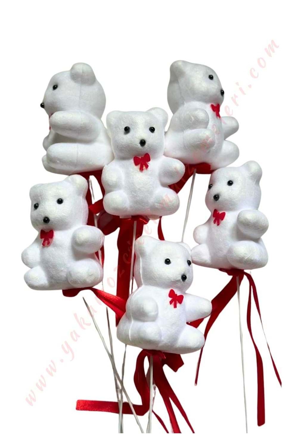 Çubuklu Strafor Ayıcık Orta Boy 6 lı Paket 7 Cm YK-357 - Beyaz