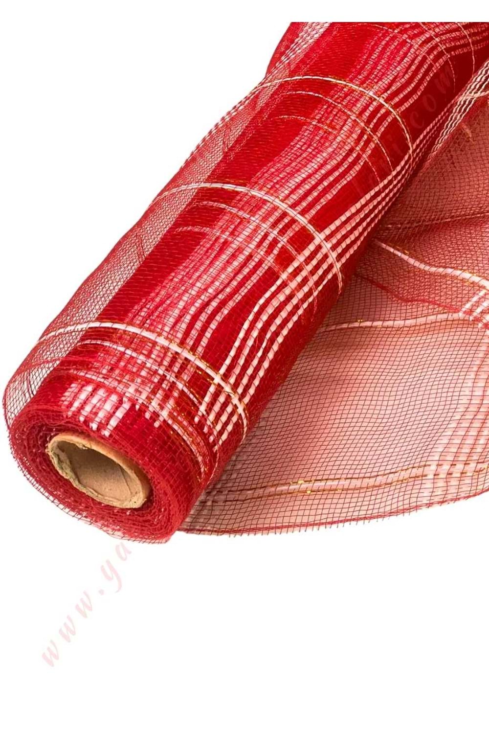 Tergal Renkli Gold Çizgili - Kırmızı - 50 Cm x 10 Metre