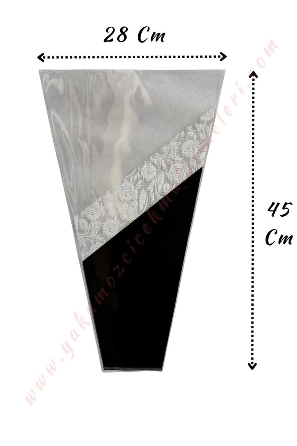 Çiçek - Buket Paketleme Poşeti Karanfil Desenli 50 Adet 28*45 Cm YK-278 - Siyah