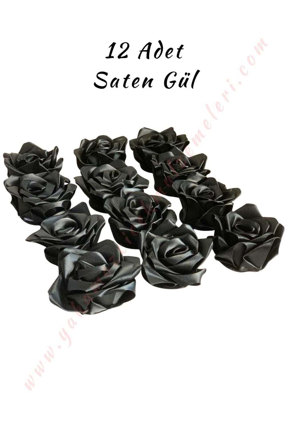 Saten Gül 12 li Paket YK-424 - Siyah
