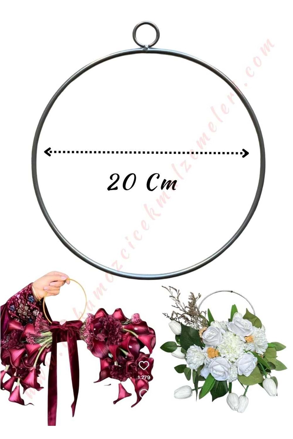 Gelin Eli Aranjman Halkası Metal Halka Çap 20 cm YK-436 - Gümüş