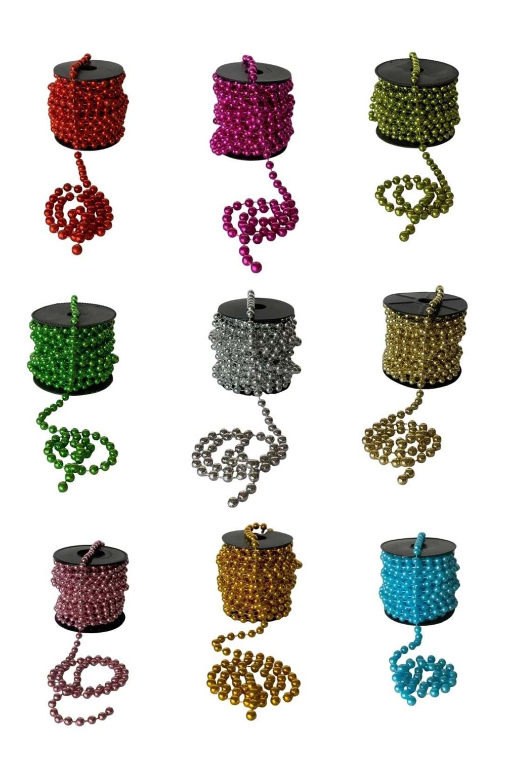 İnci Boncuk Kurdele Parlak Renkler - Kurdele Modelleri - Boncuk İnci - Kırmızı - 8 MM X 7 METRE
