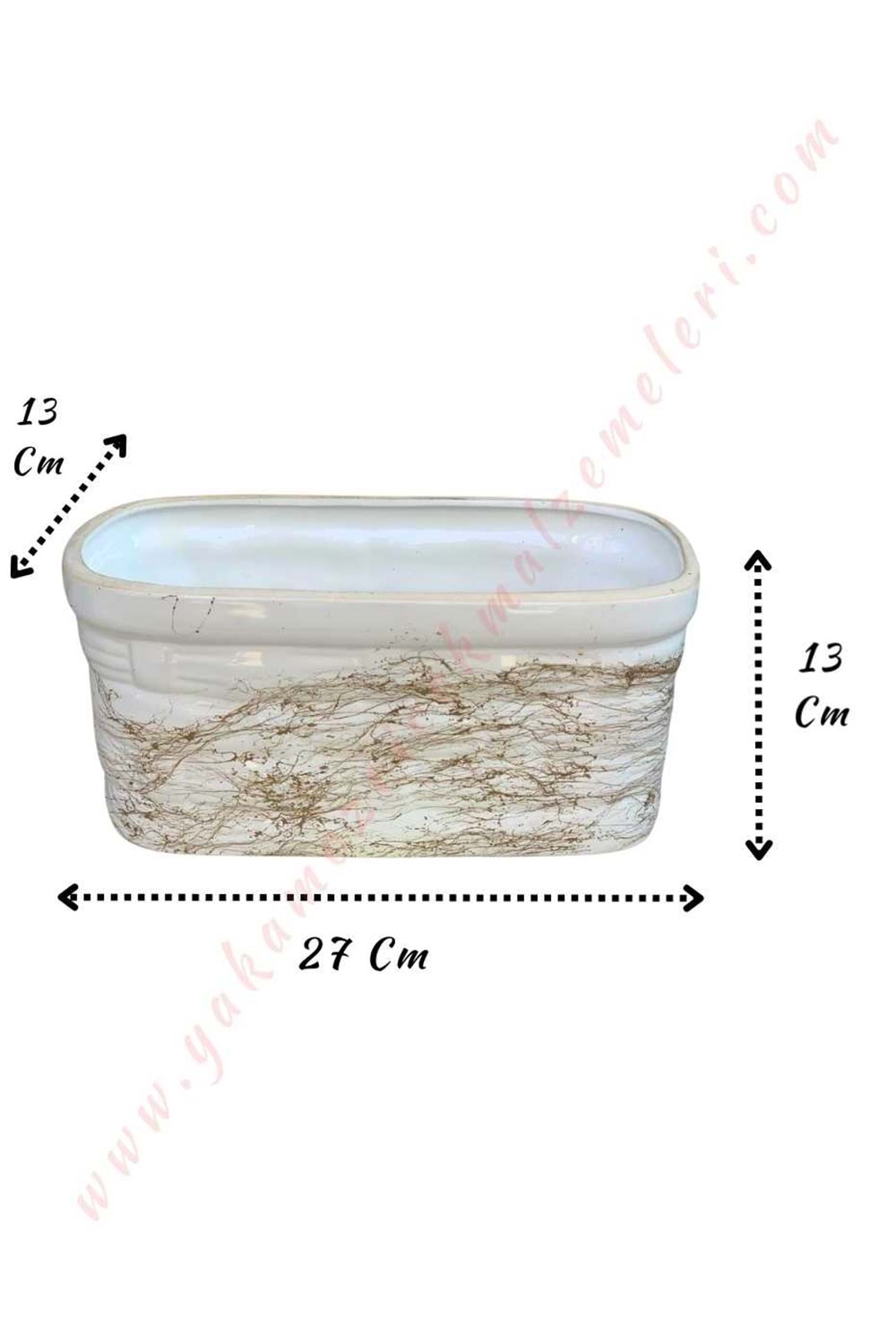 Dikdörtgen Seramik Orkidelik 27*13*13 Cm - Beyaz