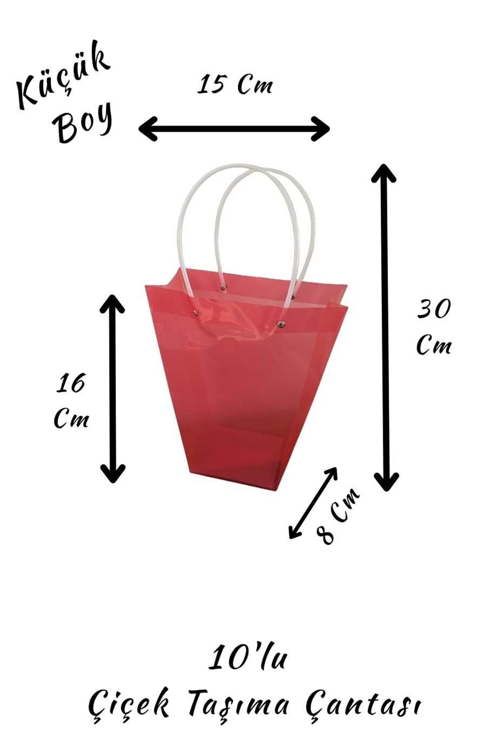 Renkli Çiçek Taşıma Çantası 10 lu Küçük Boy YK-623 - Taşıma Çantası Modelleri - Plastik - Pembe - KÜÇÜK BOY