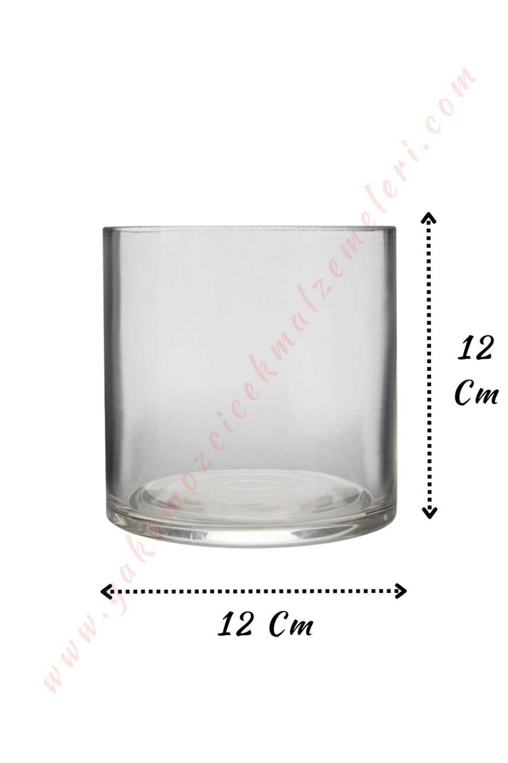 Silindir Cam Vazo - Kalın - Çap 12*12 Cm Boy - 6 lı Koli