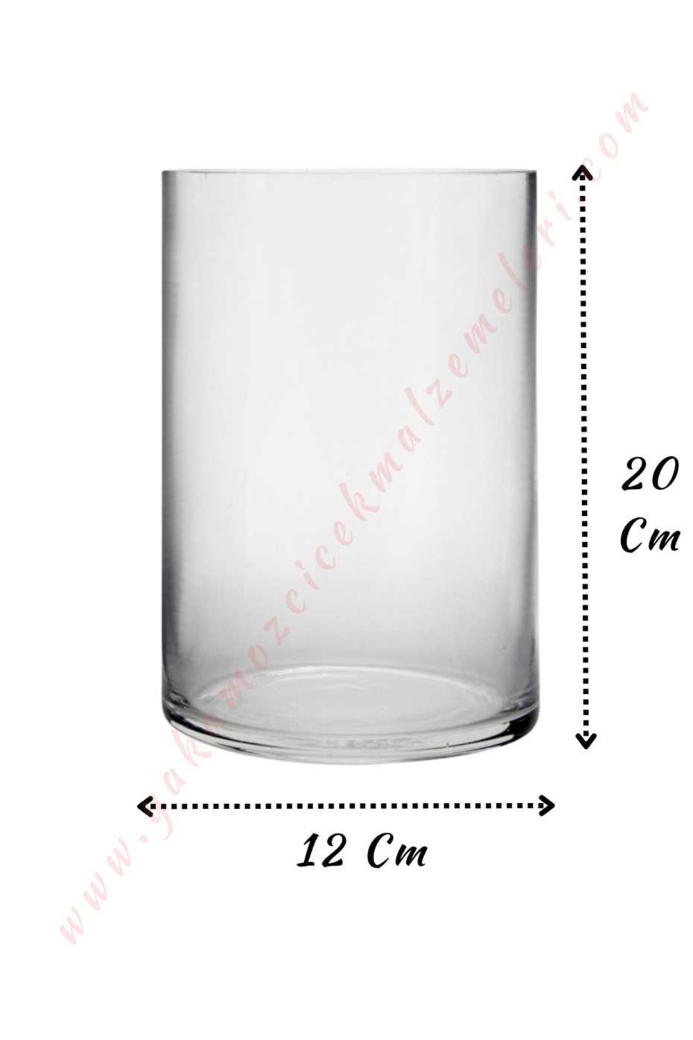 Silindir Cam Vazo - Kalın - Çap 12*20 Cm Boy - 6 lı Koli