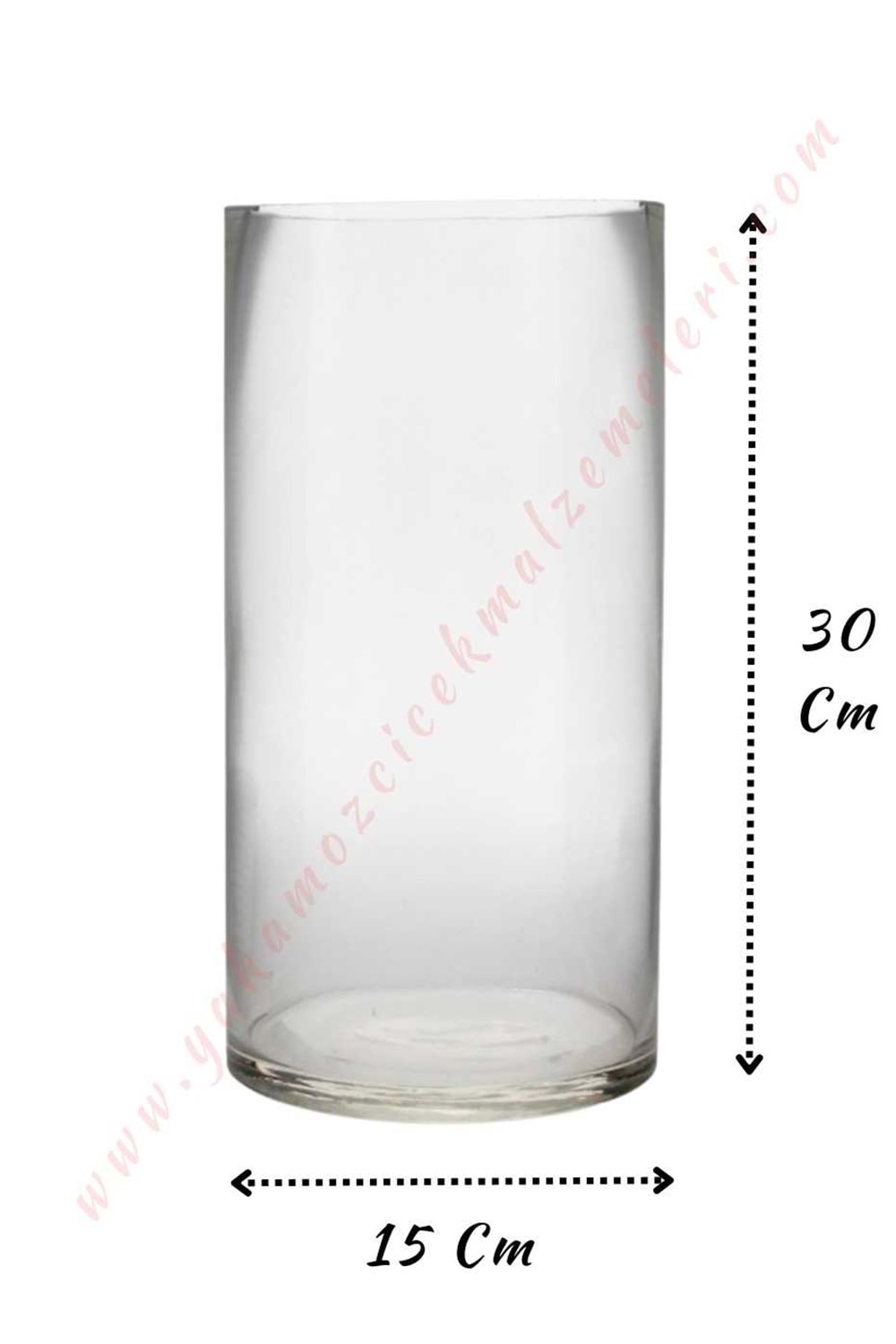 Silindir Cam Vazo - Kalın - Çap 15*30 Cm Boy - 6 lı Koli