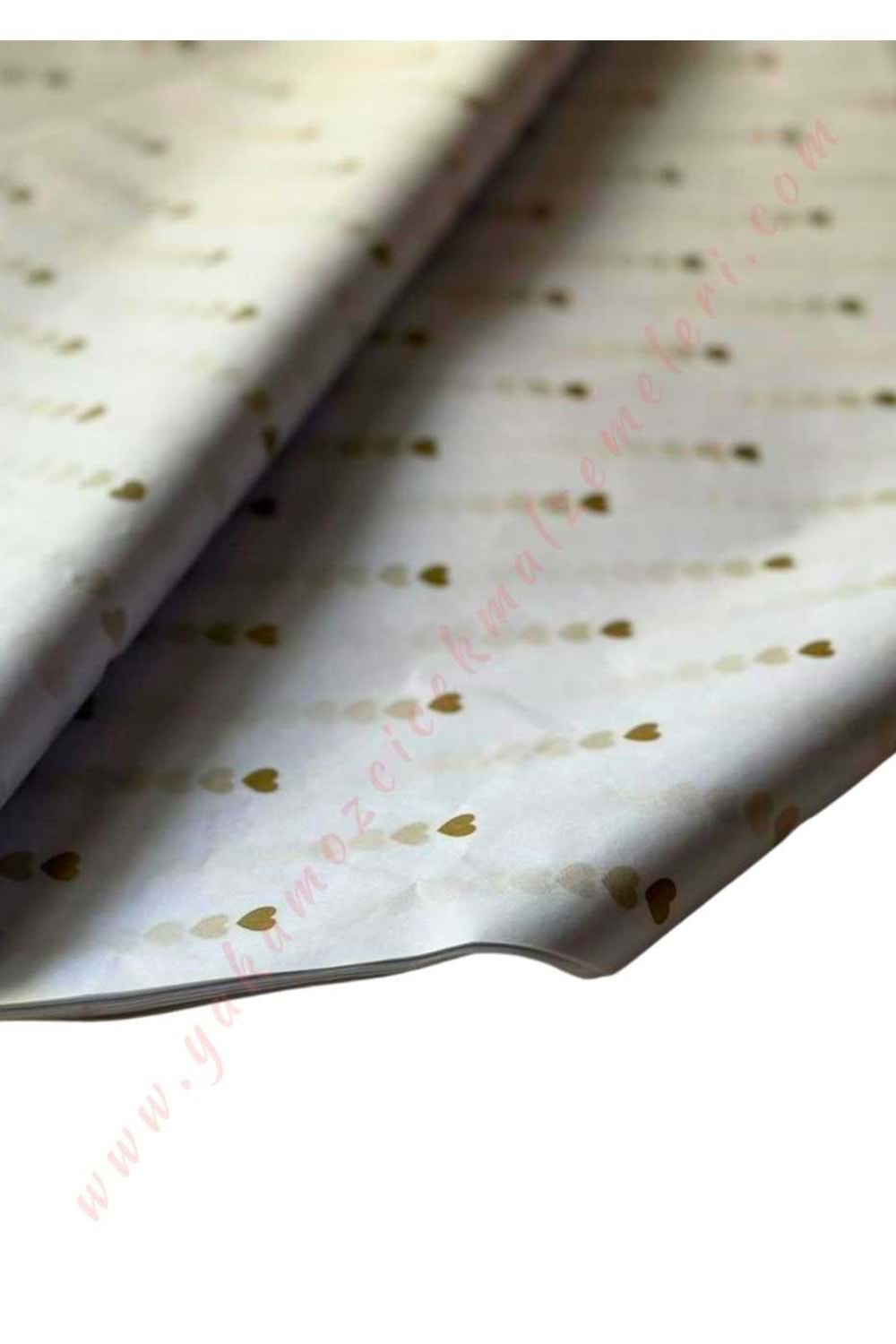 Desenli Pelur Kağıt 50*70 cm 40 lı Paket Çiçek Buketi Hediye Paketleme Malzemesi - Gold-Beyaz