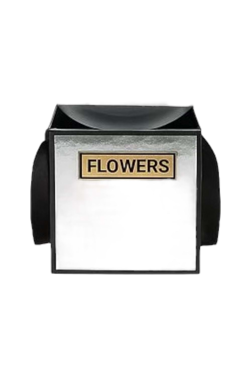 10 Adet Kumaş Saplı Karton Çiçek Kutusu Küçük Boy 12*12*12 Cm - Gümüş