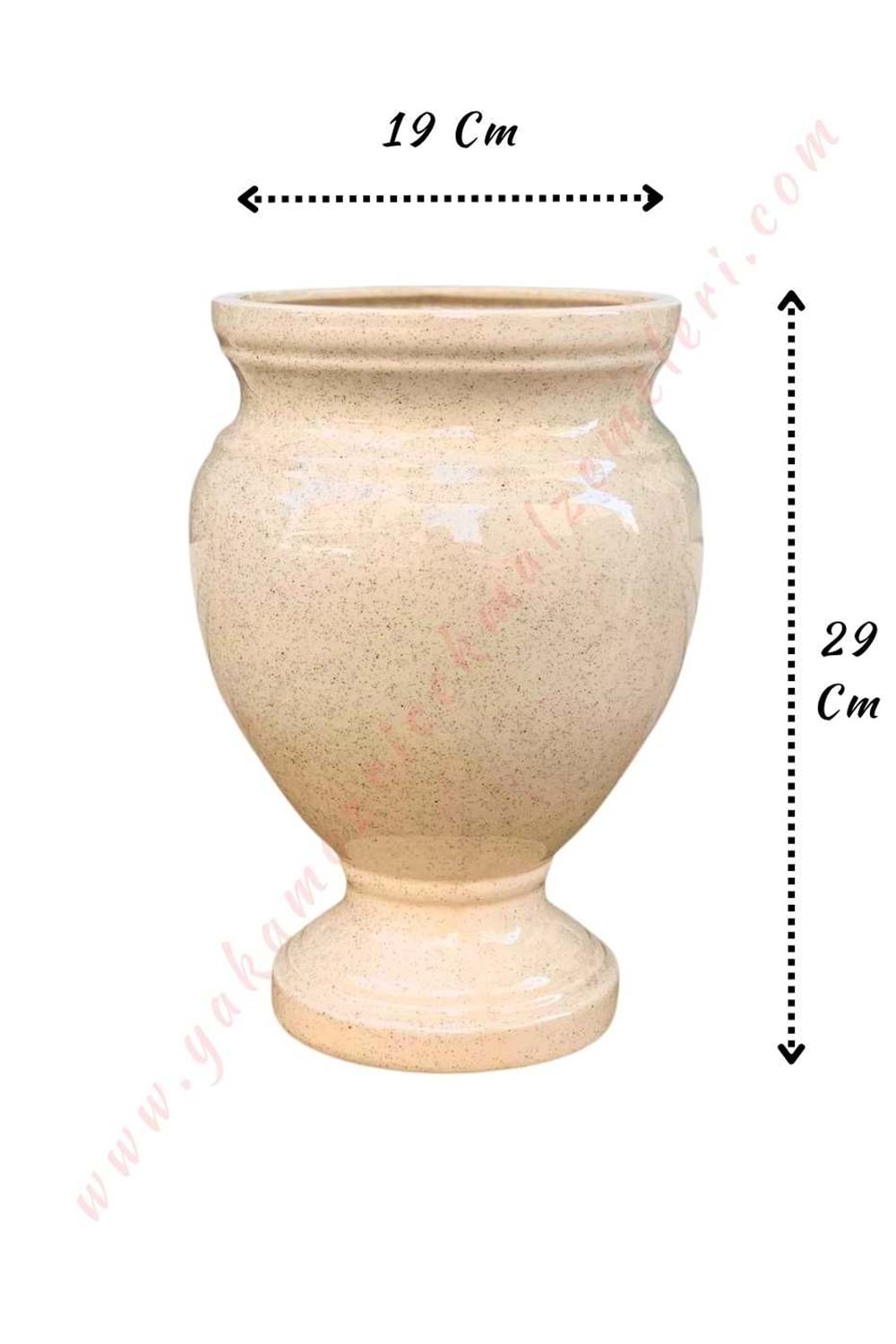 Seramik Küp Ayaklı Kupa Çap 19 Cm Boy 29 Cm - Krem