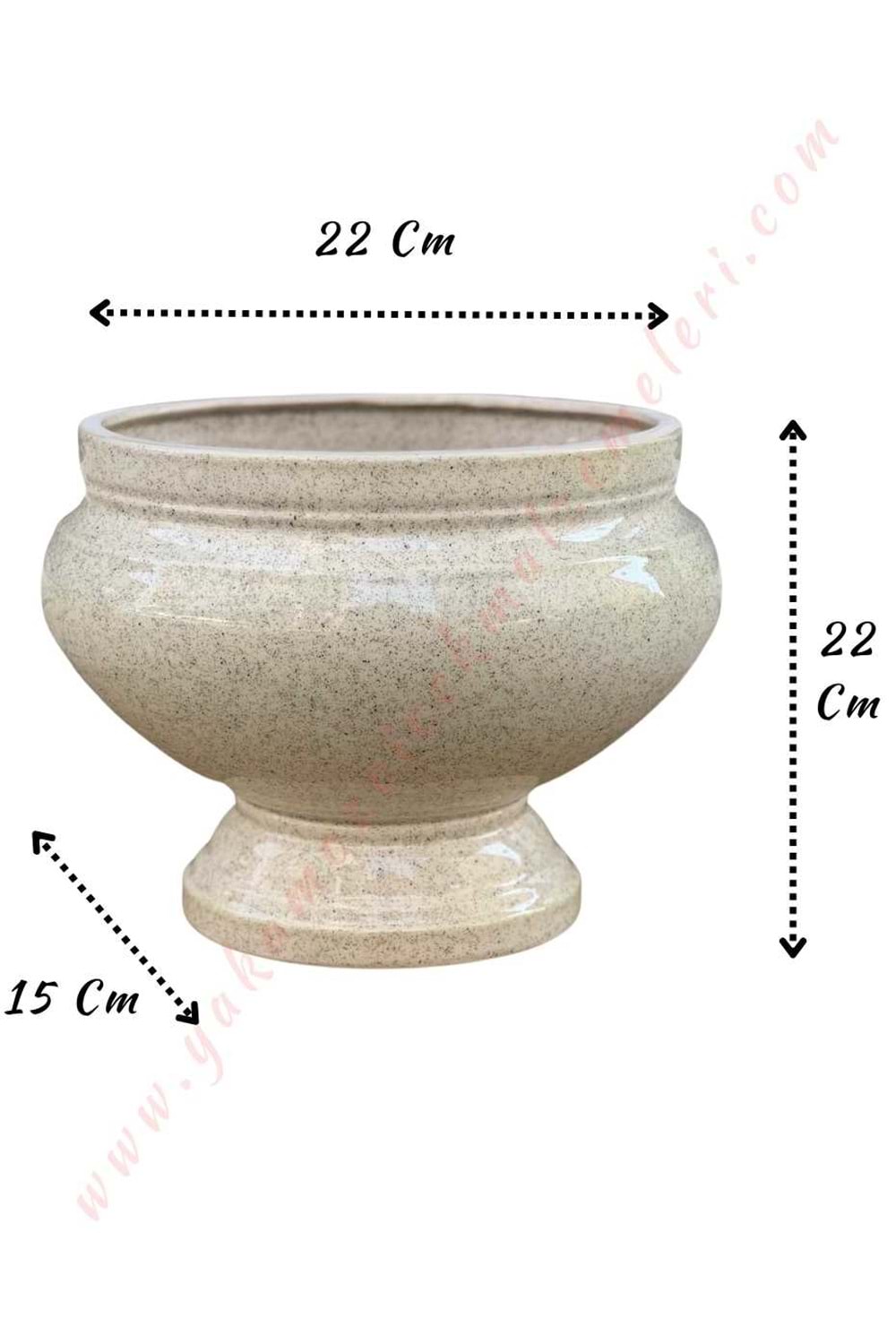 Seramik Küp - Ayaklı Oval Kupa Çap 19 Cm Boy 29 Cm - Krem