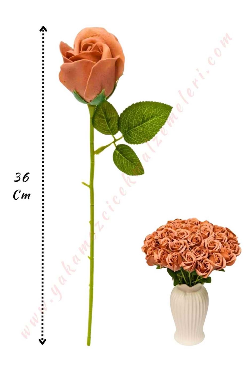 50 Adet Dallı Sabun Gül - Açık Kahverengi 692-4