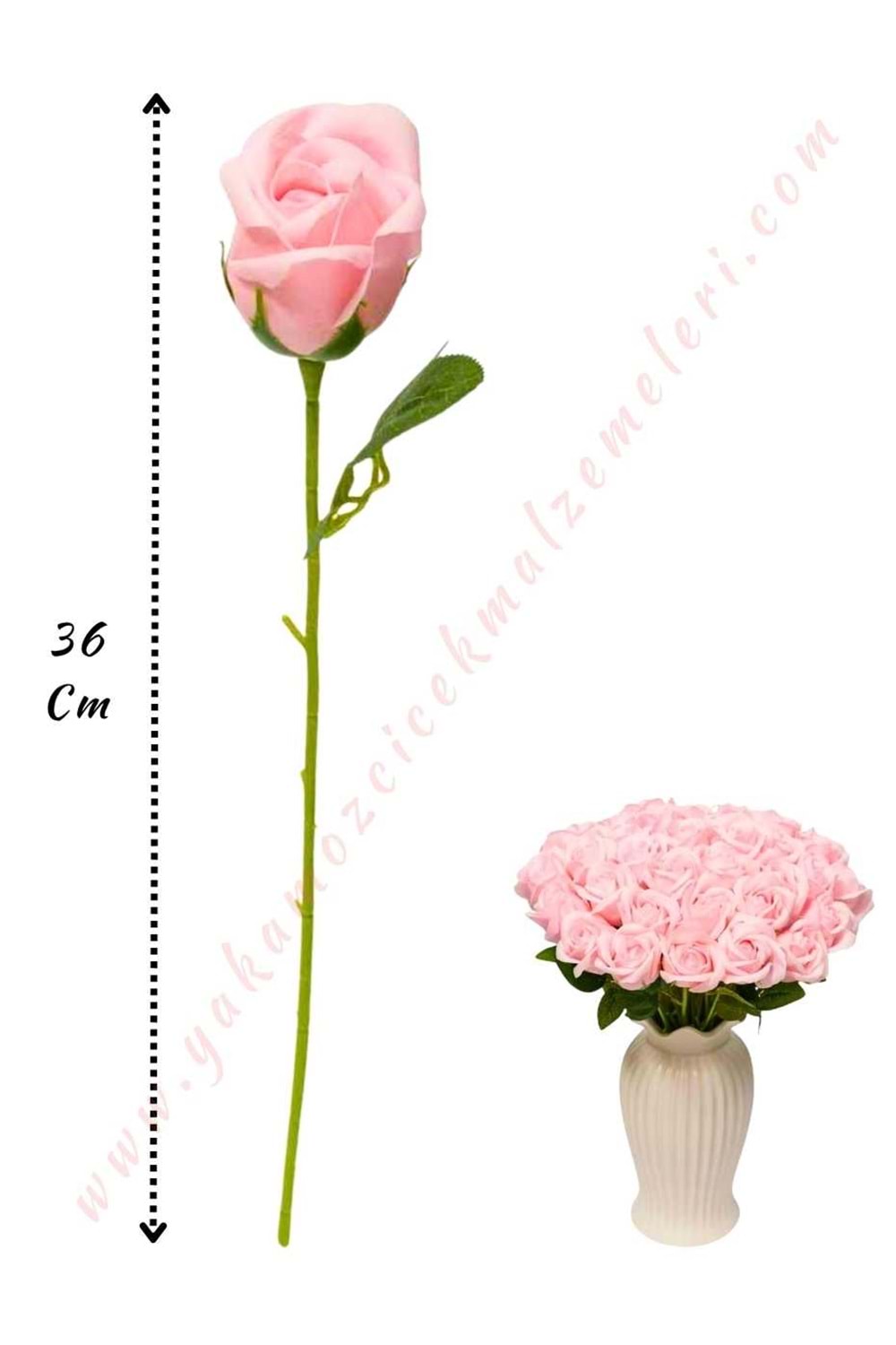 50 Adet Dallı Sabun Gül - Açık Pembe 692-7