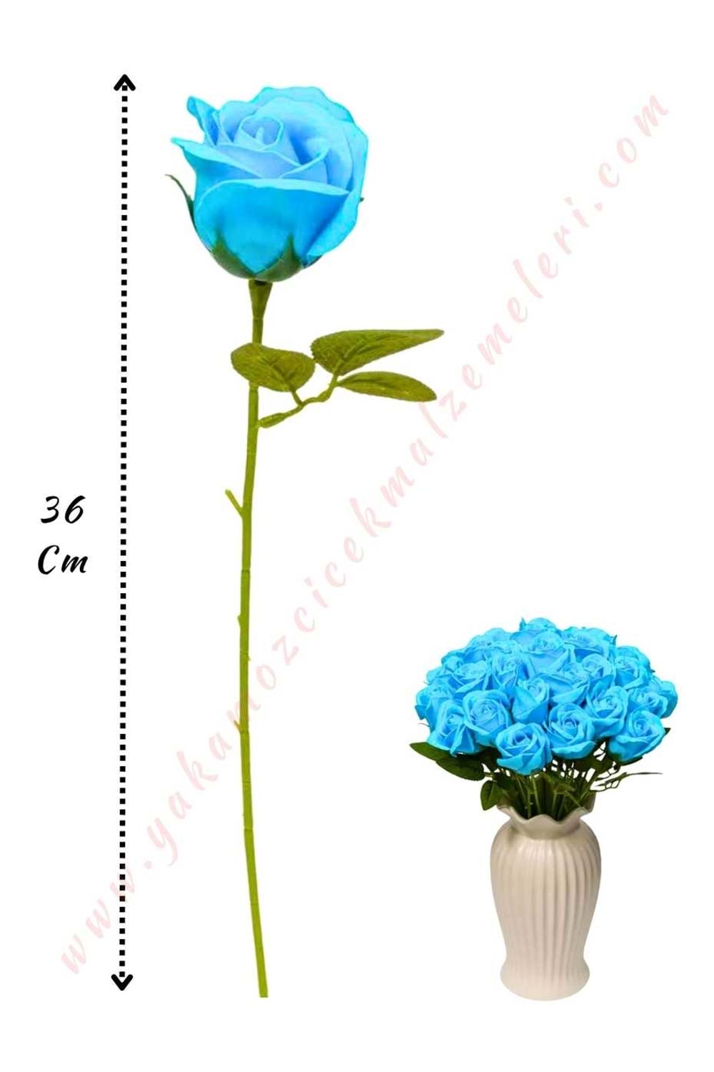 50 Adet Dallı Sabun Gül - Mavi 692-15