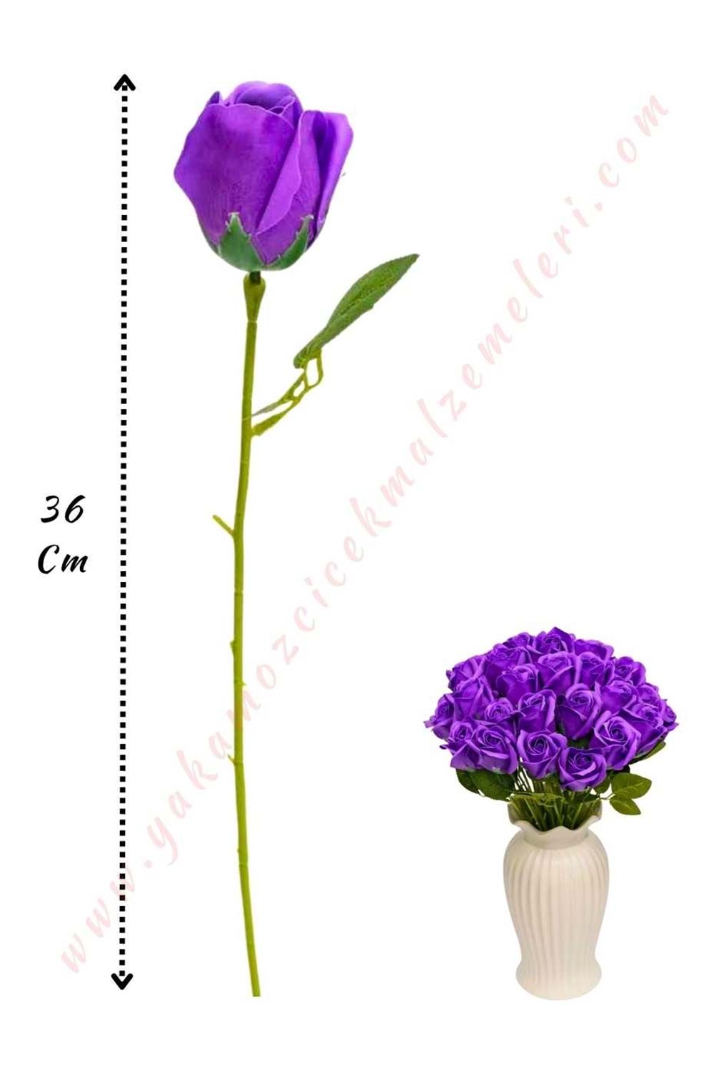 50 Adet Dallı Sabun Gül - Mor 692-10