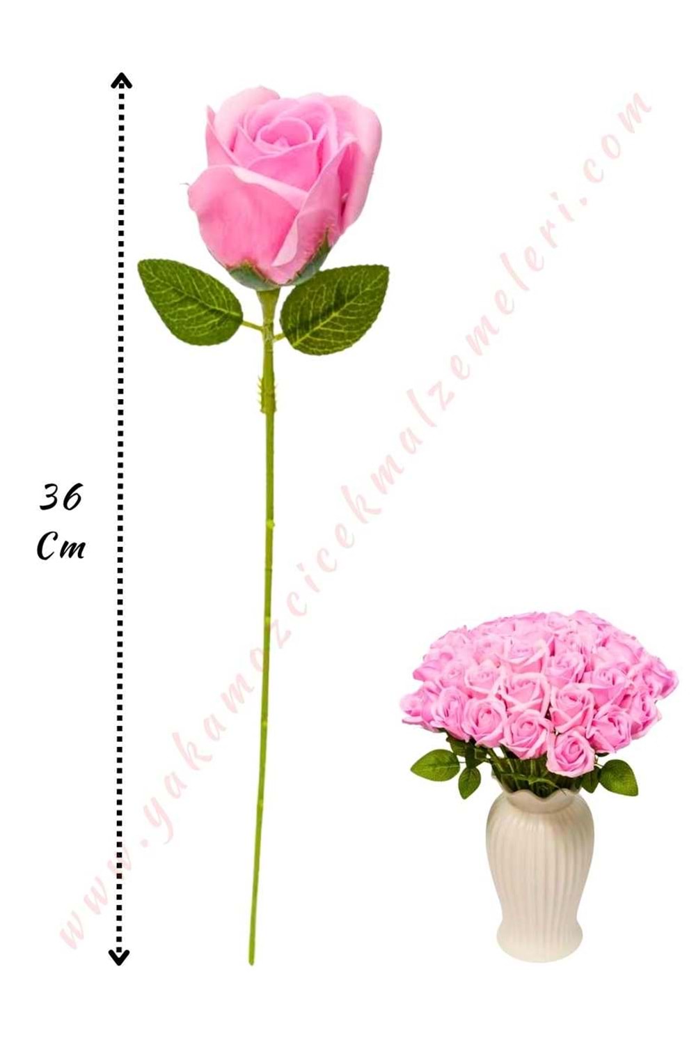 50 Adet Dallı Sabun Gül - Pembe 692-12