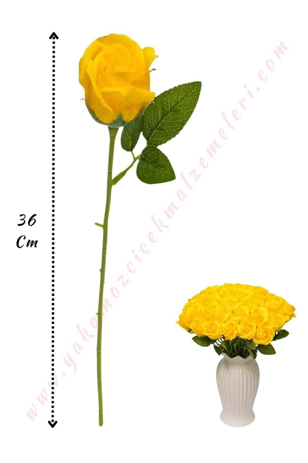 50 Adet Dallı Sabun Gül - Sarı 692-23