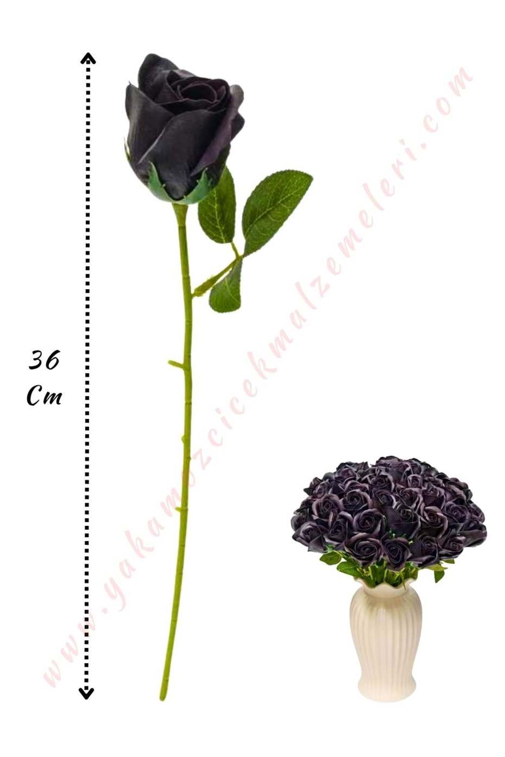 50 Adet Dallı Sabun Gül - Siyah 692-14