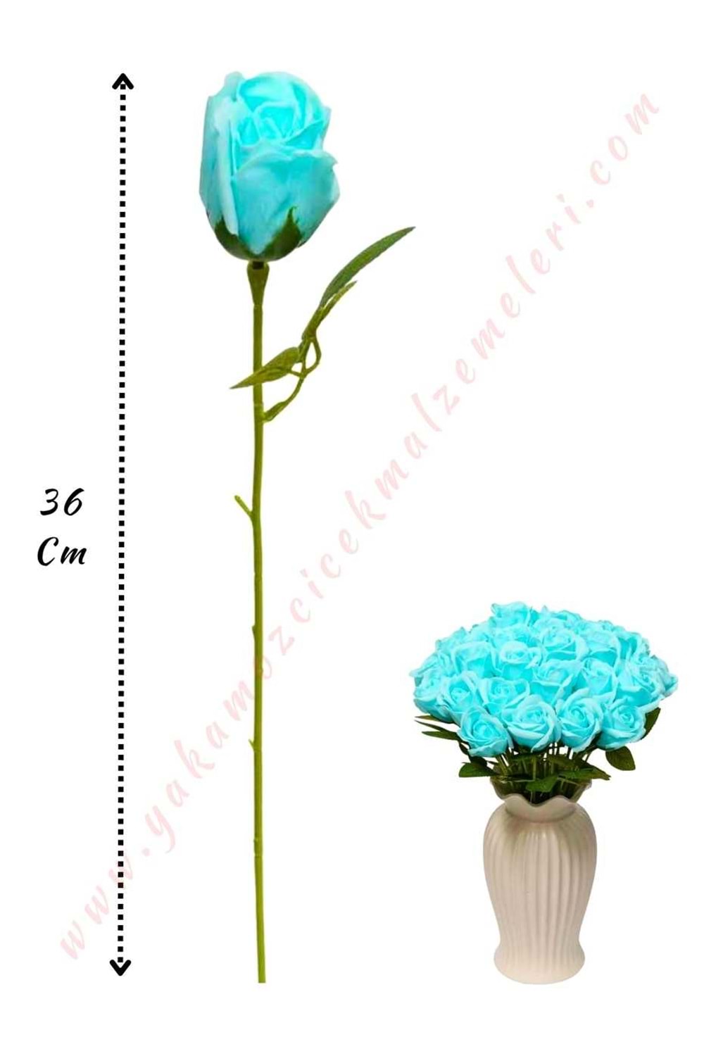 50 Adet Dallı Sabun Gül - Turkuaz 692-16