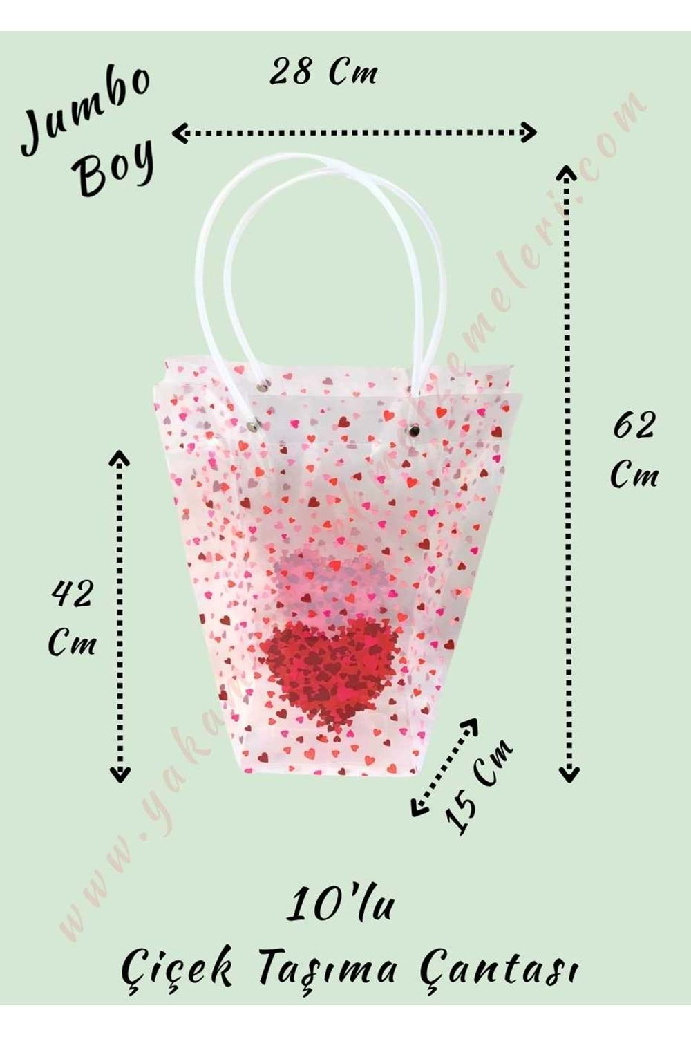 Kalpli Çiçek Taşıma Çantası 10 Adet Jumbo Boy YK-2917