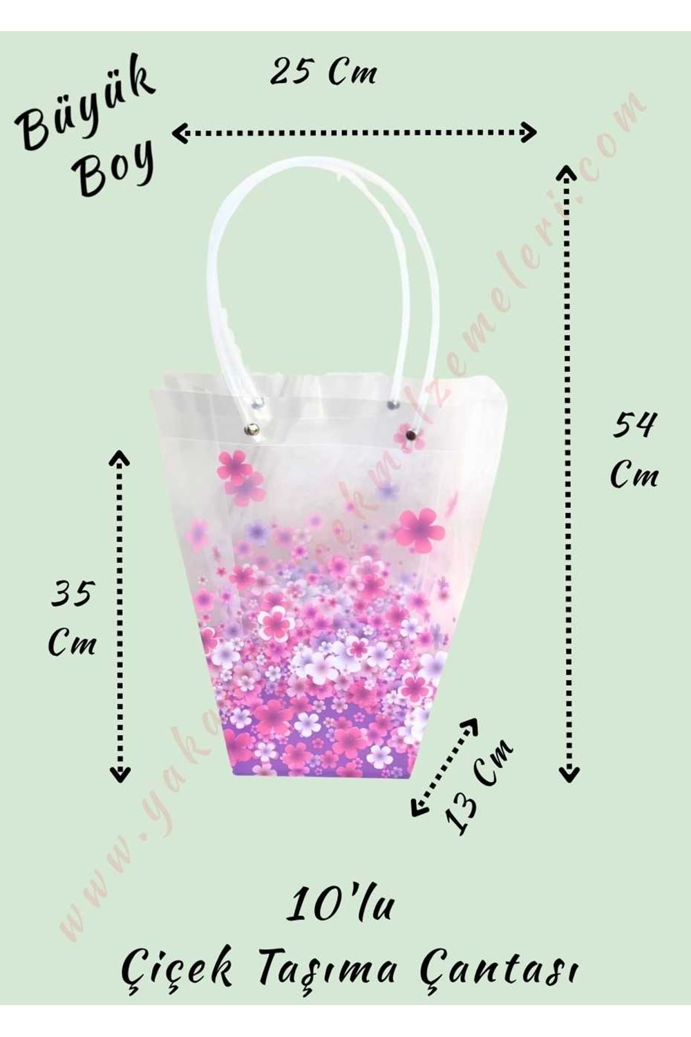 Çiçekli Çiçek Taşıma Çantası 10 Adet Büyük Boy YK-2928