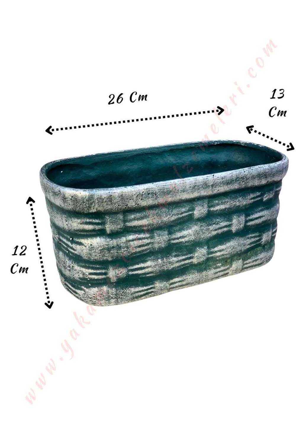 Eskitme Hasır Desenli Seramik Vazo 26*13*12 Cm