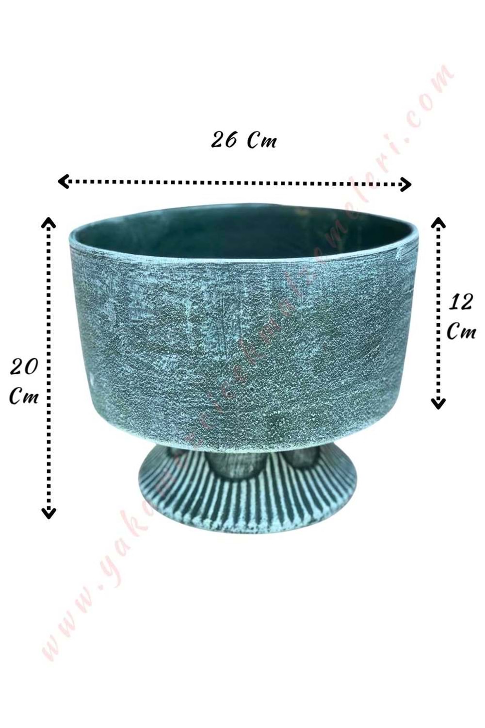 Ayaklı Seramik Geniş Vazo Gri Çap 26 Boy 20 Cm Derinlik 12 Cm