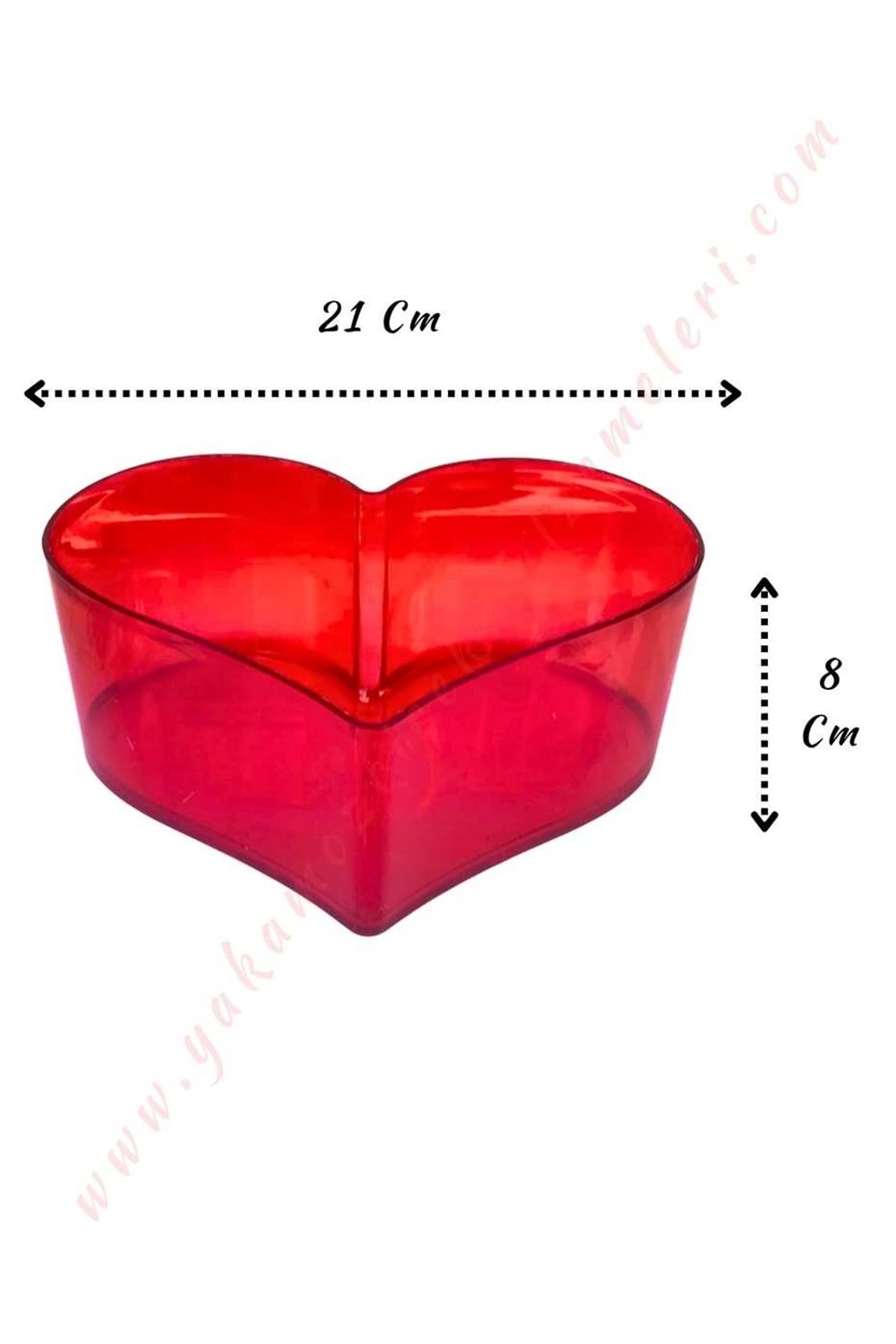 Plastik Mika Kalp Aranjman Altlığı 21*14*8 Cm - Kırmızı