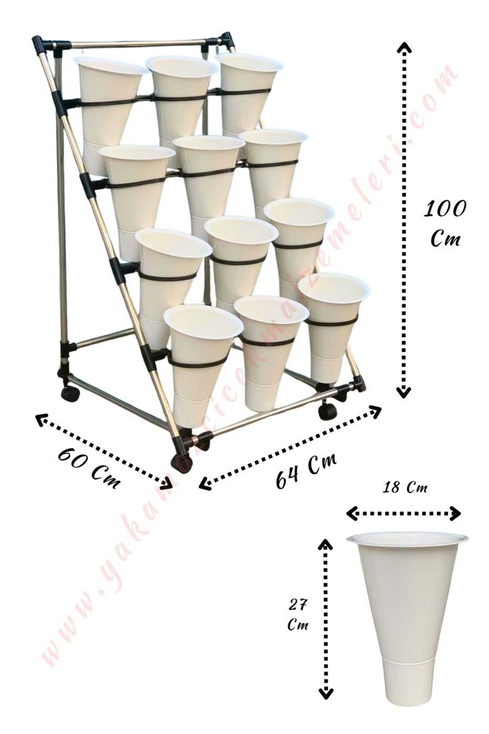 Çiçek Standı 12 li Beyaz Kovalı YK-427