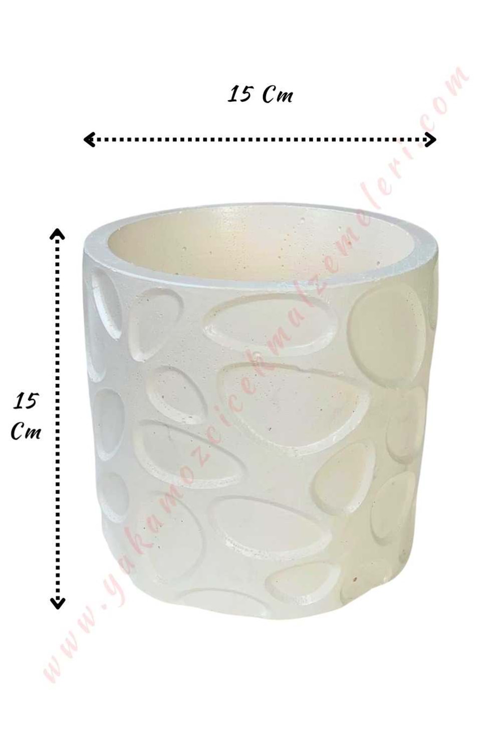 Kabartmalı Seramik Orkide Saksısı 15*15 Cm - Beyaz