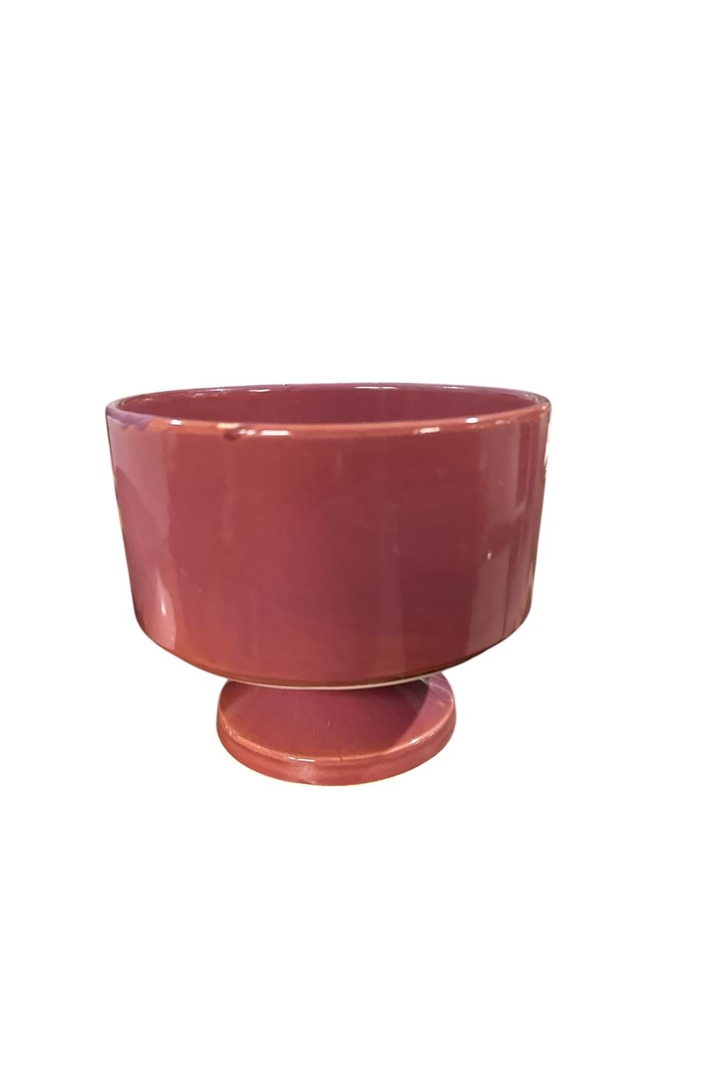 Ayaklı Seramik Çanak Vazo Gri Çap 20 Boy 18 Cm Derinlik 10 Cm