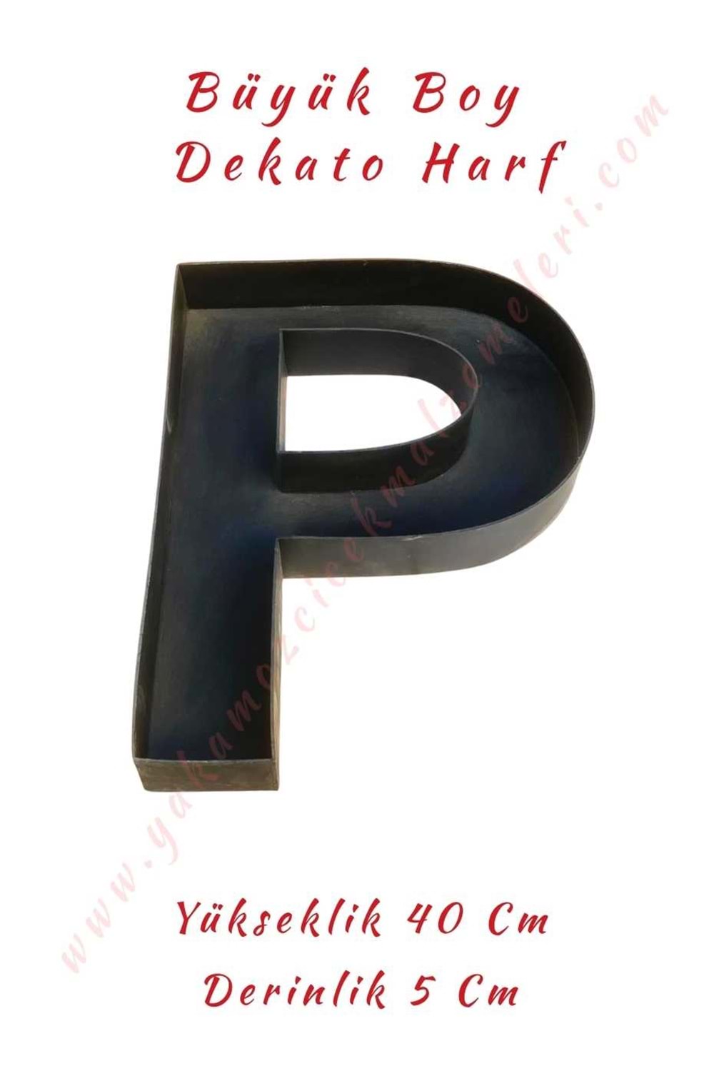 P Büyük Boy Dekato Harf Suya Dayanıklı Kesme - Canlı Çiçek Aranjman Altlığı - P Harfi