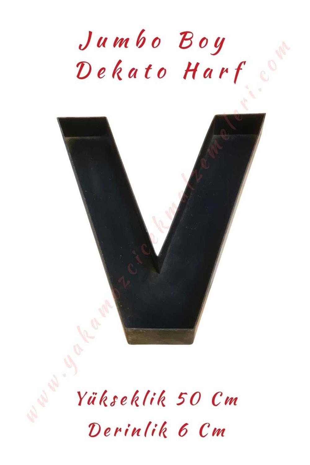 V Jumbo Boy Dekato Harf Suya Dayanıklı Kesme - Canlı Çiçek Aranjman Altlığı - V Harfi