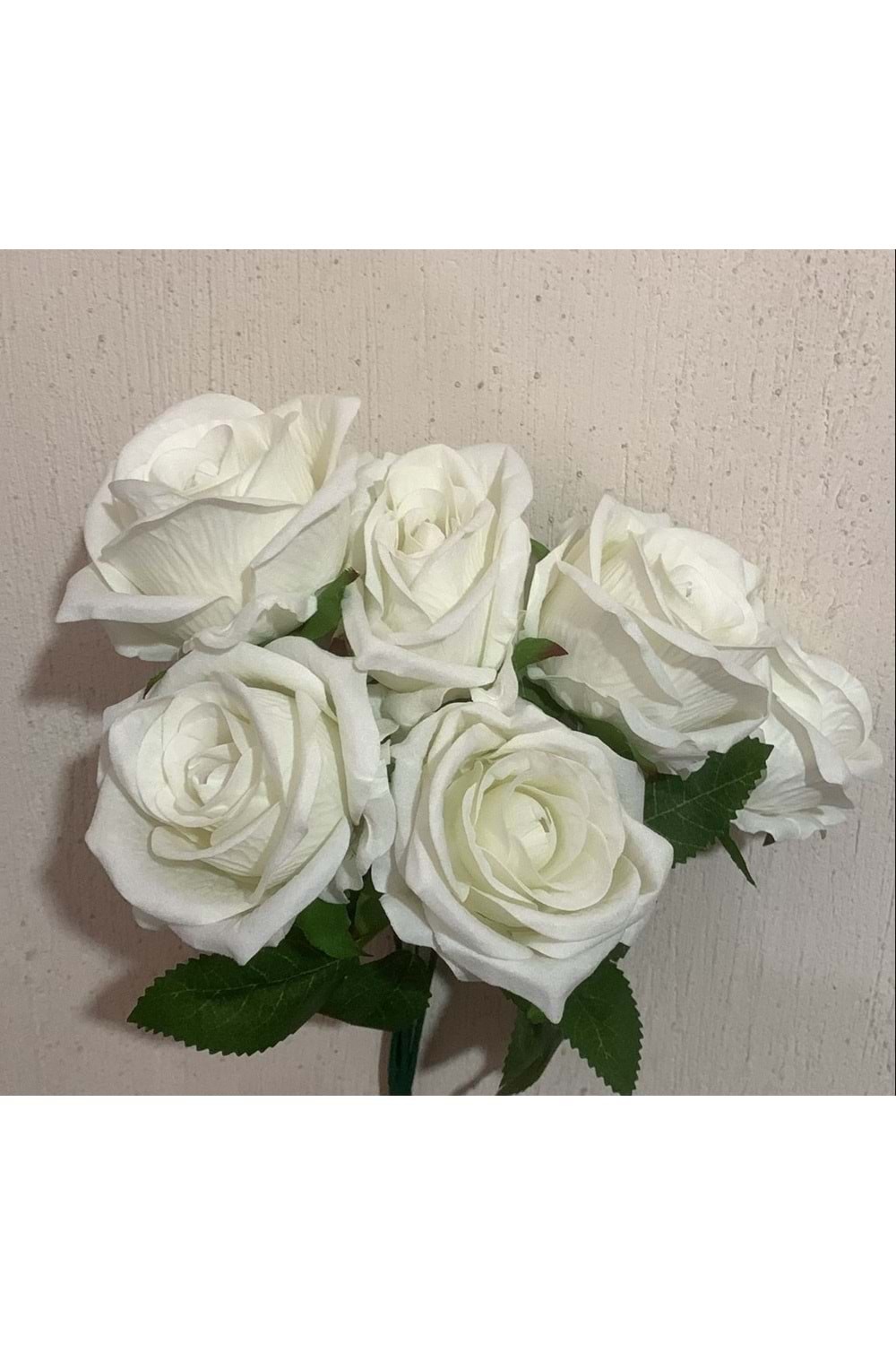 Yapay 7 Dallı Gül - Yapay - Kuru Çiçek - Yapay Çiçek - Beyaz