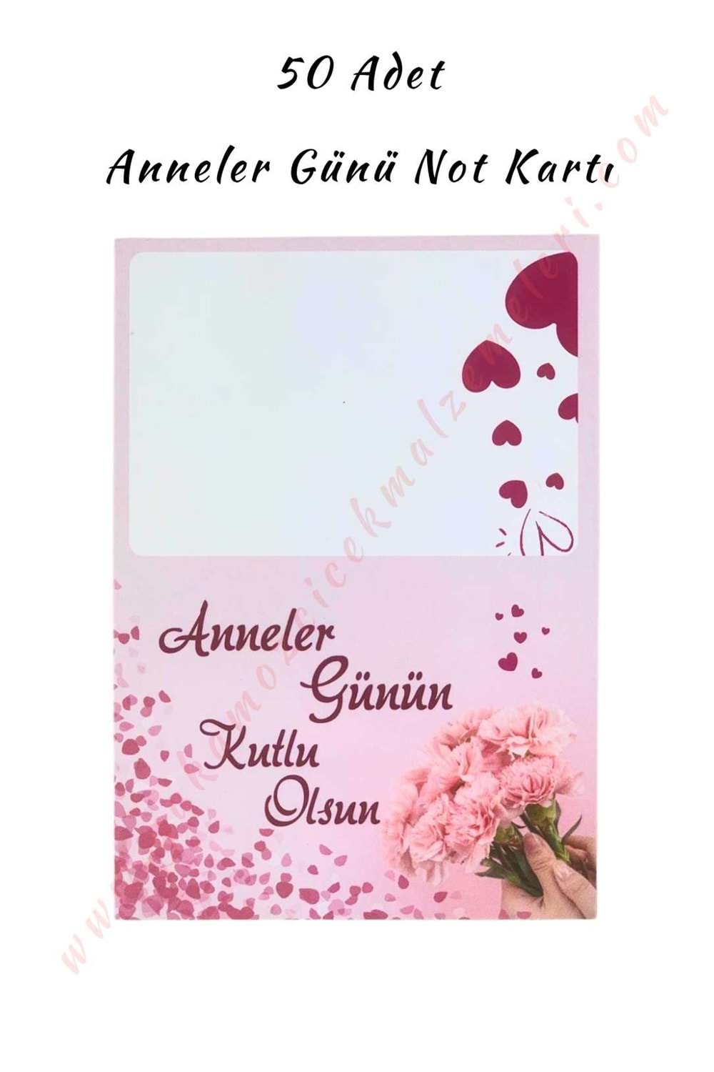 50 Adet Anneler Günü Mesaj Kartı 11*8 Cm - Pembe