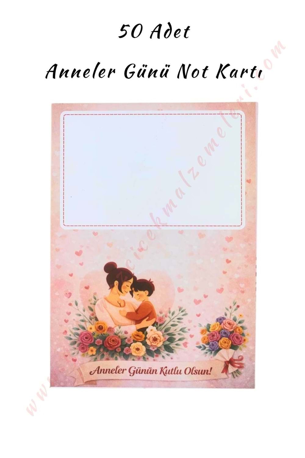 50 Adet Anneler Günü Mesaj Kartı 11*8 Cm - Somon