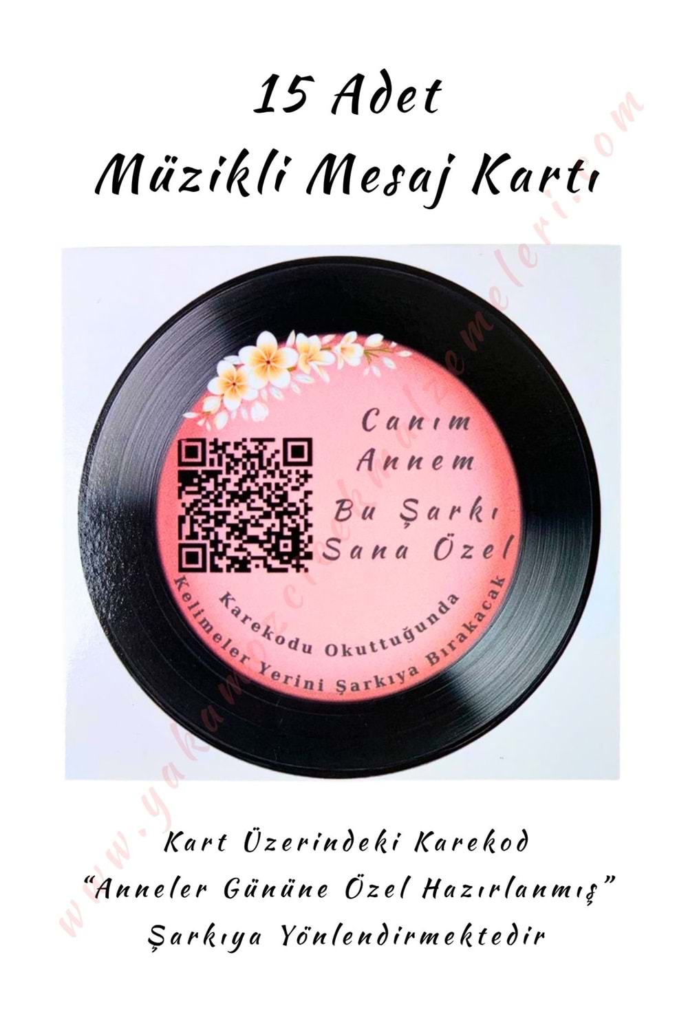 15 Adet Karekod Müzikli Mesaj Kartı 8*8 Cm - Anneler Günü Özel