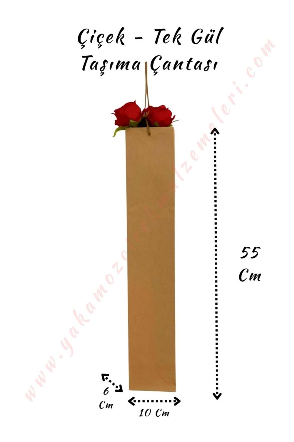 Kraft Tek Gül Taşıma Çantası 55*10*6 Cm