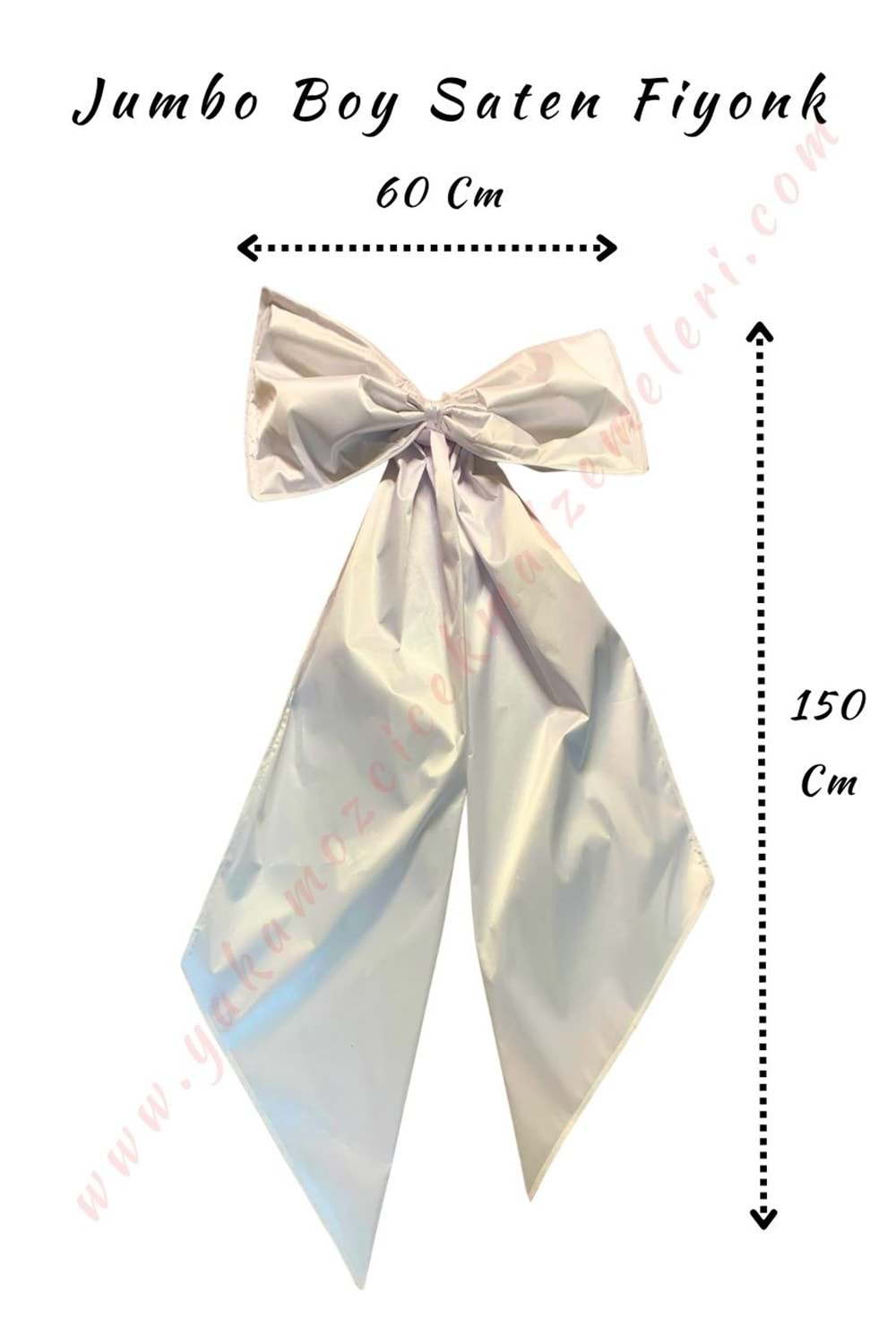 Saten Fiyonk Gelin Arabası Süsü Jumbo Boy 150 Cm En 60 Cm