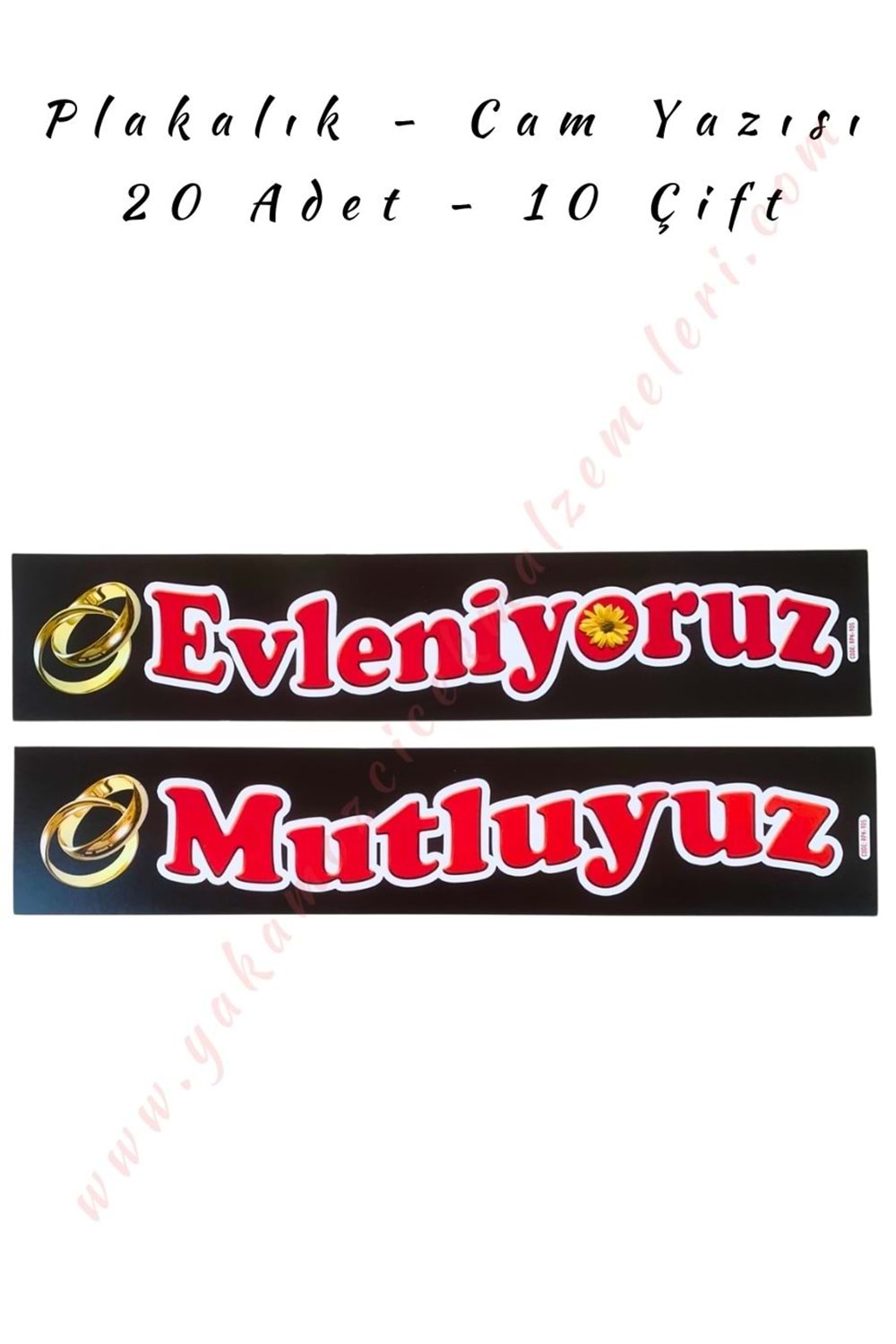 Plakalık - Cam Yazısı - Evleniyoruz - Mutluyuz - Siyah