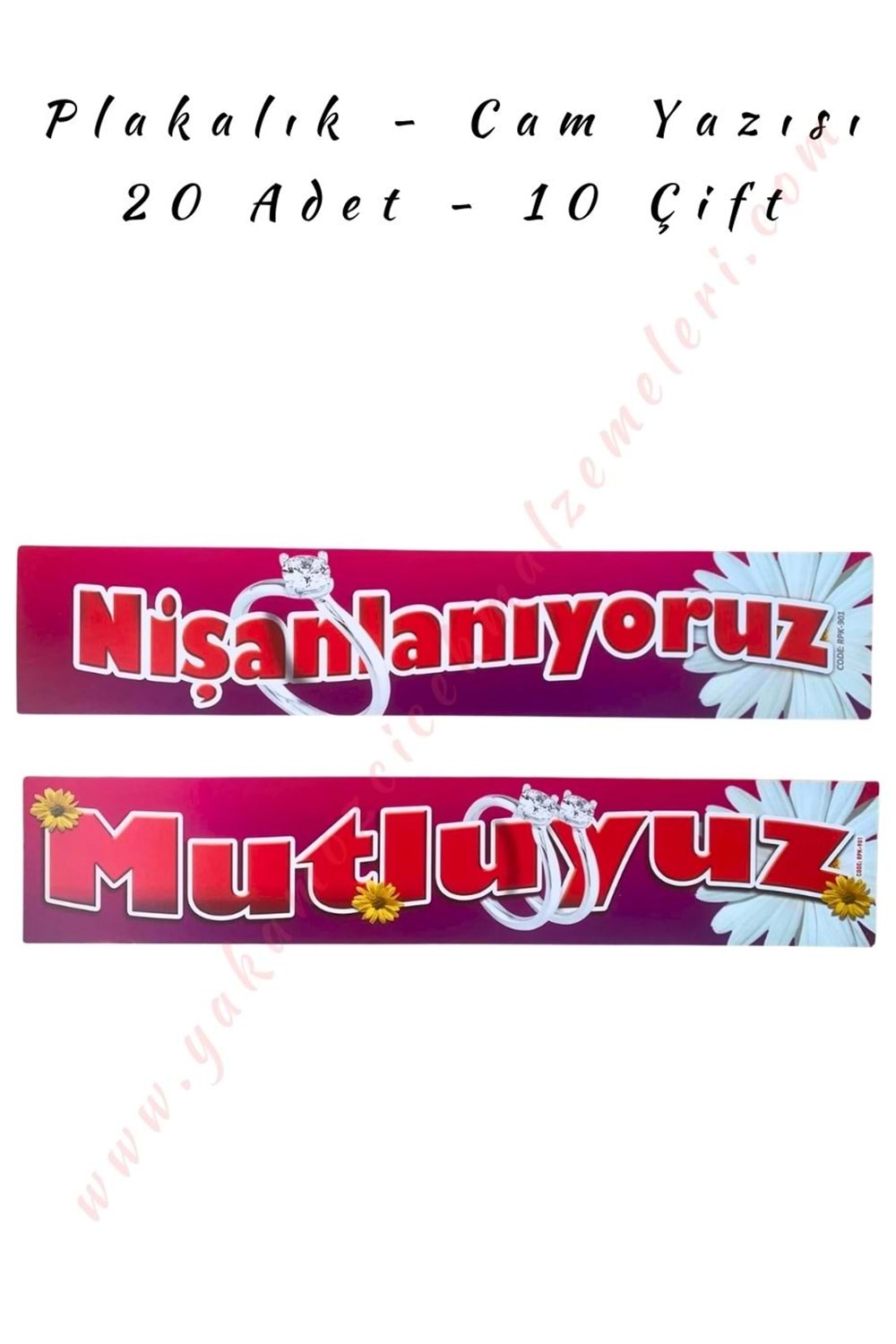 Plakalık - Cam Yazısı - Nişanlanıyoruz Mutluyuz - Kırmızı
