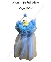 Ayıcıklı Bebek Kapı Süsü Tül - Mavi